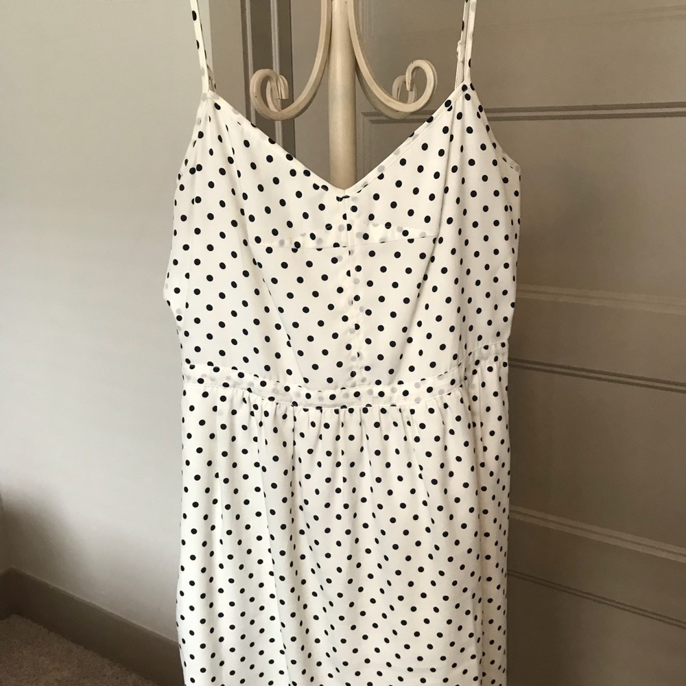 White and black polka dot J. Crew dress